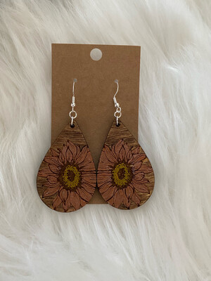 Pink Sunflower Earrings