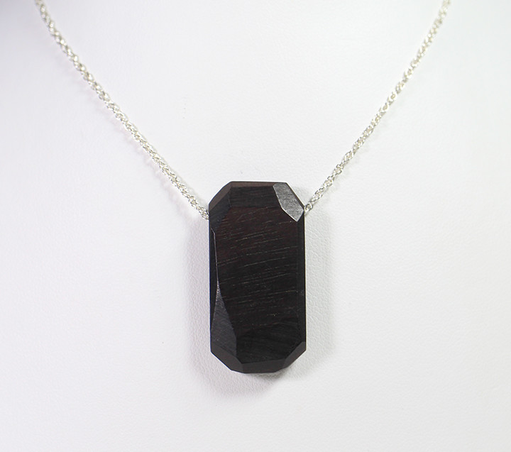 Woodgem Pendant Handcarved with Silver rope Chain