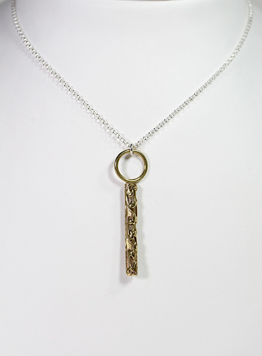 Pendant Capstan Yellow Bronze on Silver chain