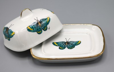 Butter Dish Butterfly Size 3.5x4.5 Porcelain