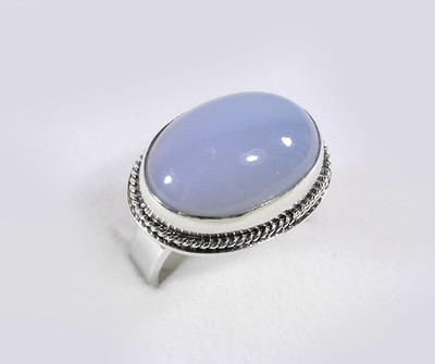 Chalcedony SS Ring, size 7.5