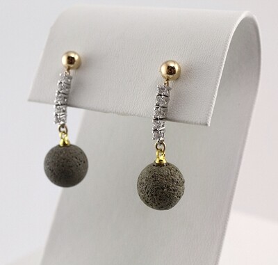 Earrings Concrete Ball Gold Filled