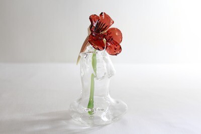 Growth, Sculpted Body Vase with Nasturtium Glassware, Flamed-Worked Borosilicate Glass 3x3x5