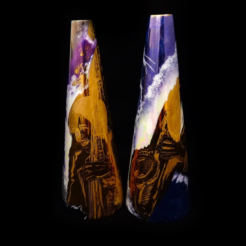 Jazz Design Porcelain Vase 10.5 x 3.5" single