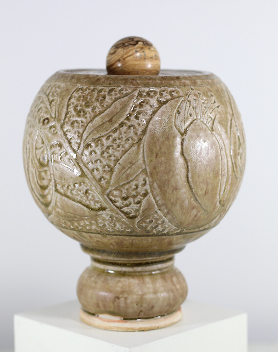 Carved Ash Glaze Urn