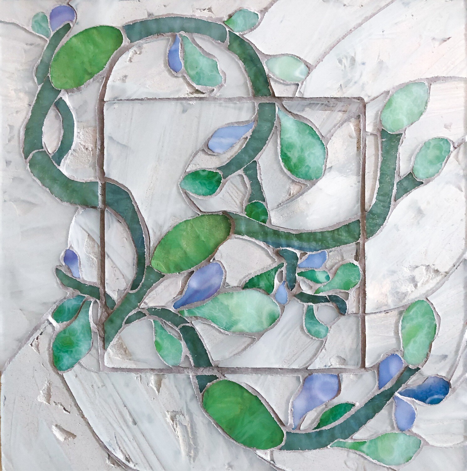 Wall Art Seaweed #3 Size 11x11 Wine, Glass Mosaic