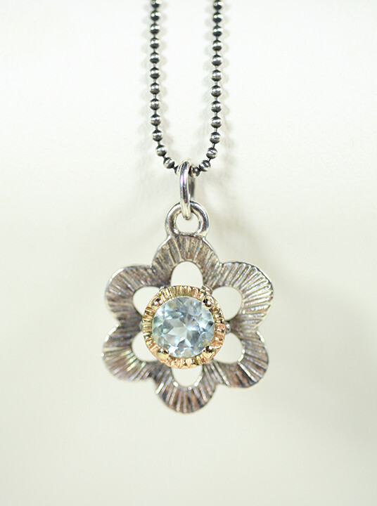 Necklace Bloom Topaz 5mm Silver& Gold 14k