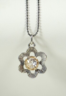 Necklace Bloom Zircon 5mm Silver& Gold 14k