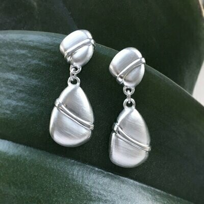Balancing Stone Studs Earrings, Sterling Silver