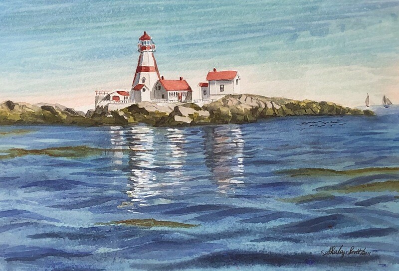 &quot;Head Harbour&quot; Watercolour 14x10&quot; framed 22.25x18.25&quot;