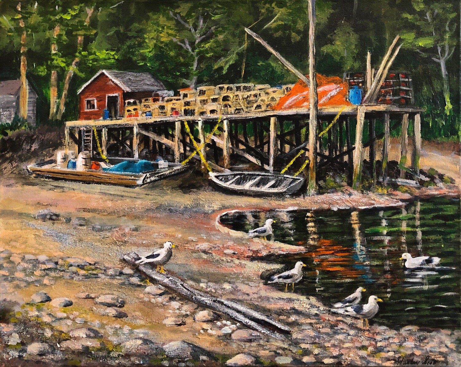 Richardson's Wharf, Acrylic 20 x 16, framed 22 x 18