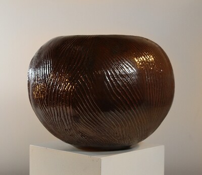 Vessel, Textured Brown pottery