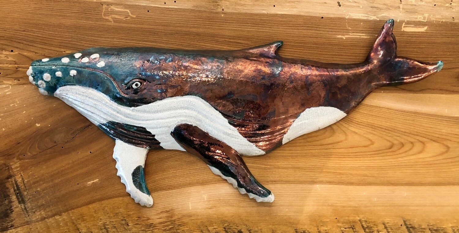 Large Humpback Whale Raku Pottery