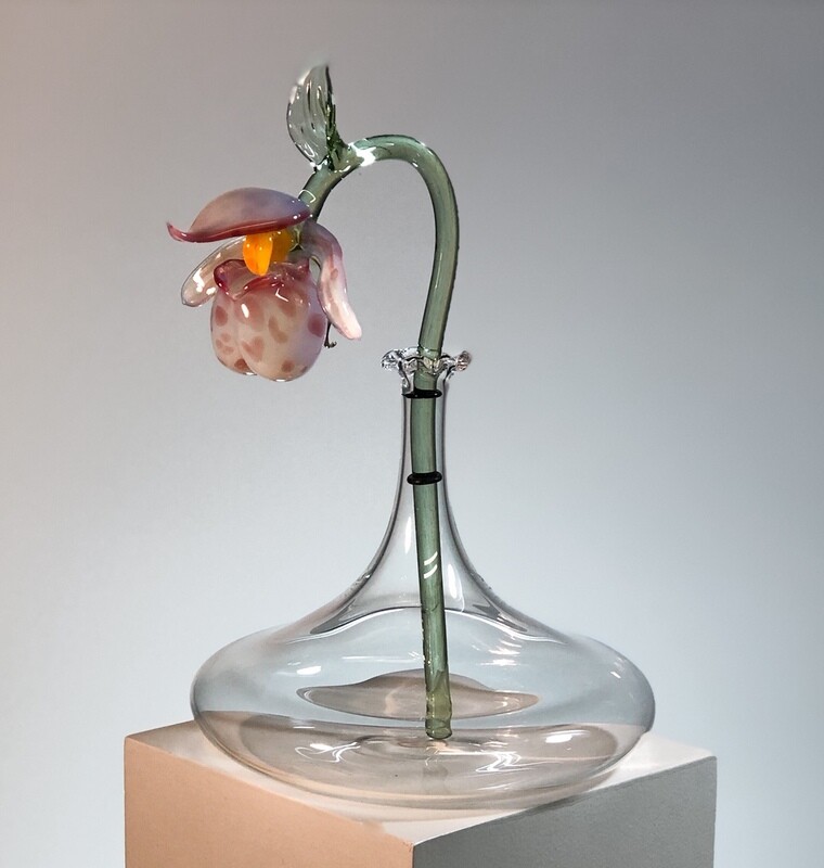 Spotted Lady&#39;s Slipper Glassware Sculpture