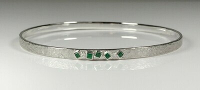 Sterling Silver Bangle with Emeralds
