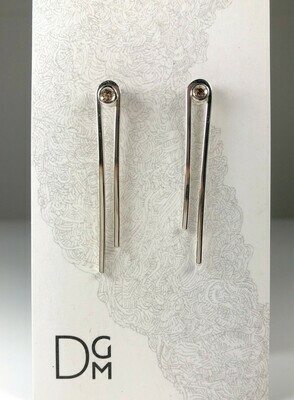 Convertible Earring with Hanging Lines and Yellow Zircon, sterling silver