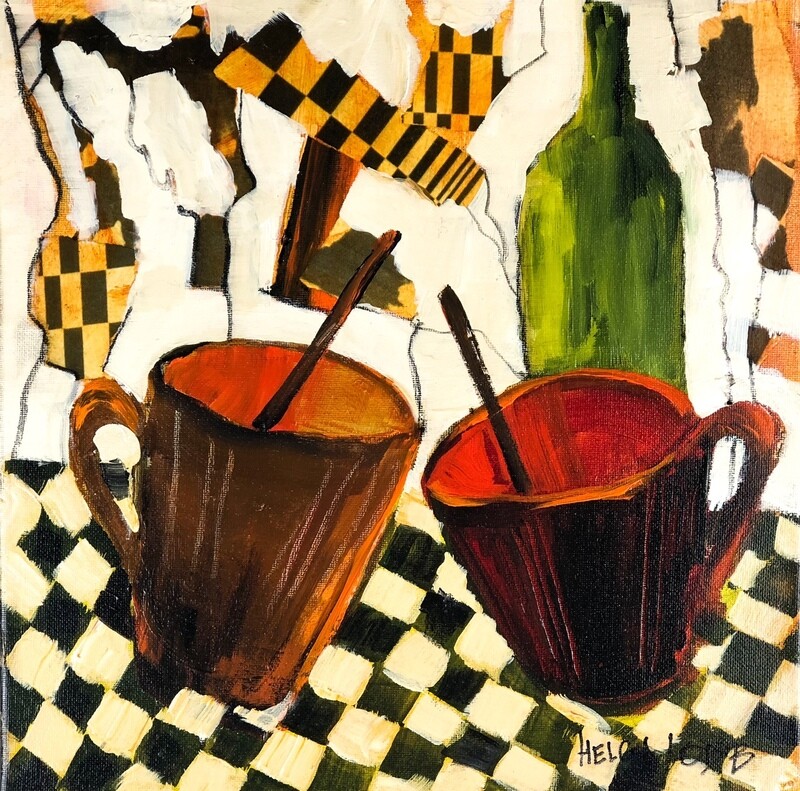 "Tea With Rum" Acrylic Painting Size 12x12