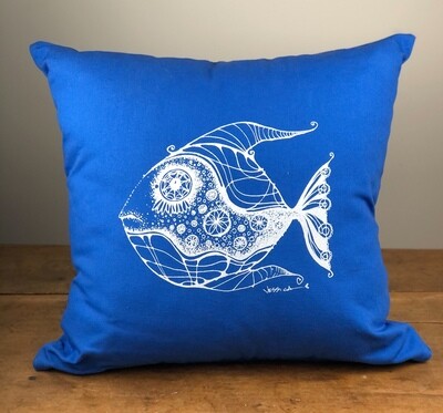 Blue Fish Pillow Cover
