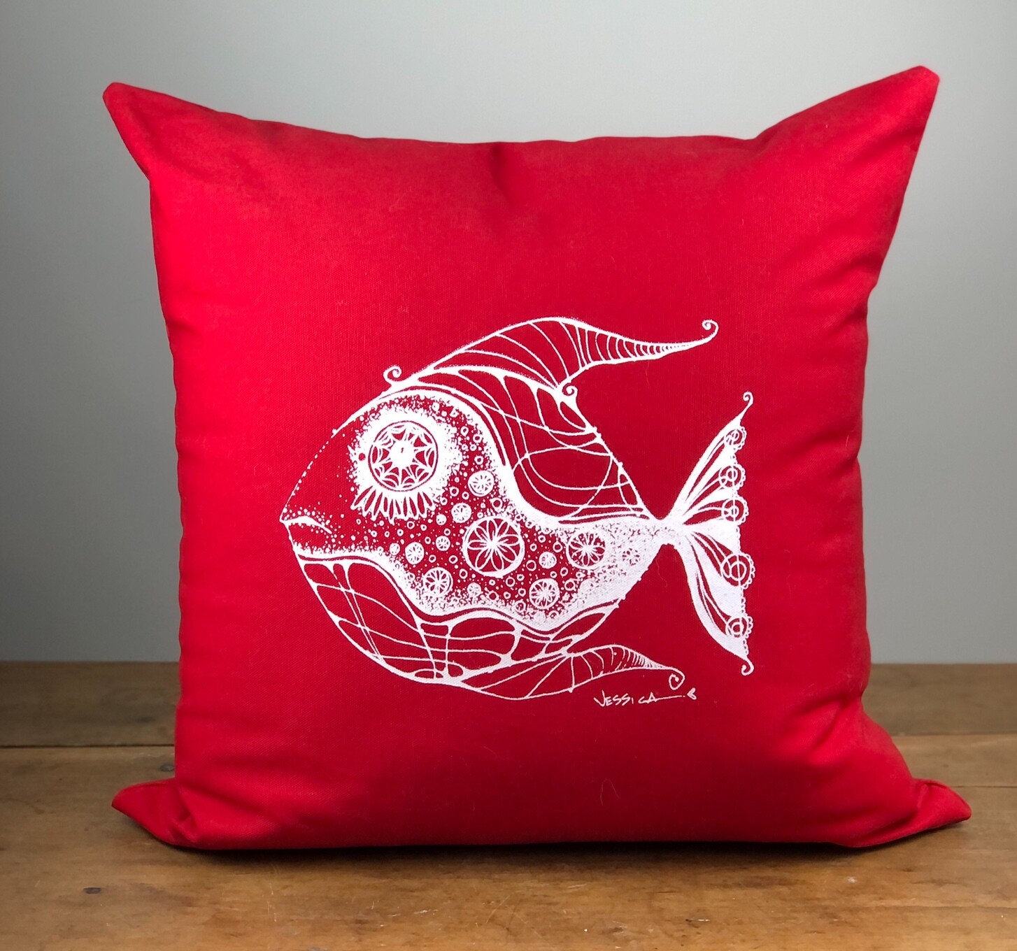 Red Fish Pillow Cover