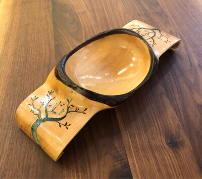 Bowl Maple with Blue Resin Tree