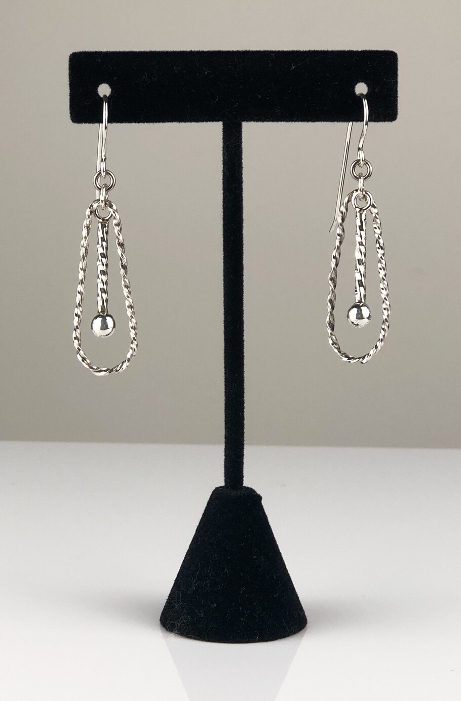 Silver Earring with Ball on Twist