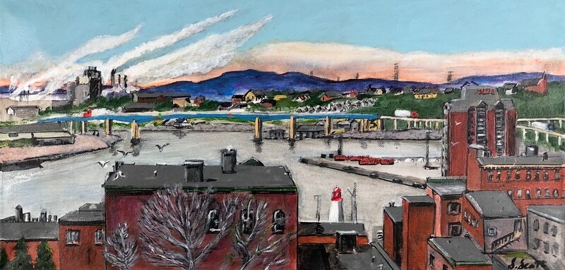 &quot;Saint John Harbour Bridge 2&quot; Acrylic Painting Size 10x24