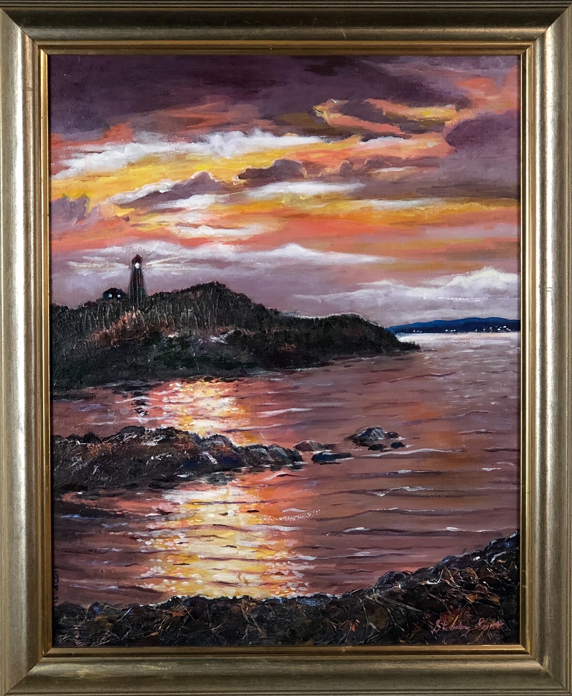 &quot;Dawn Breaking Swallowtail Light&quot; Acrylic Painting Size 16x20