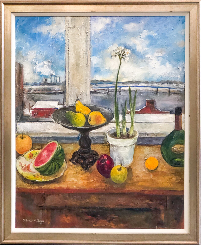 &quot;Still Life with Harbour View&quot; Oil Size 24x30&quot; Framed 28x34&quot;