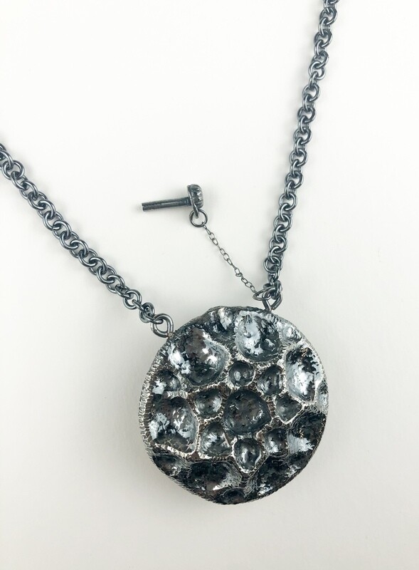 Memory Pot Pendant Handmade Chain Oxidized SS
