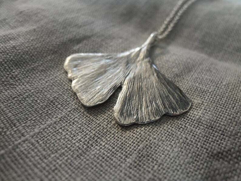 Ginkgo Leaf Pendant - Silver