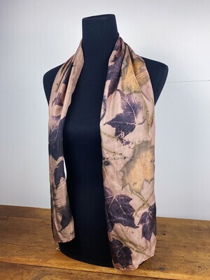 Eco Printed Silk Scarf With Local Leaves