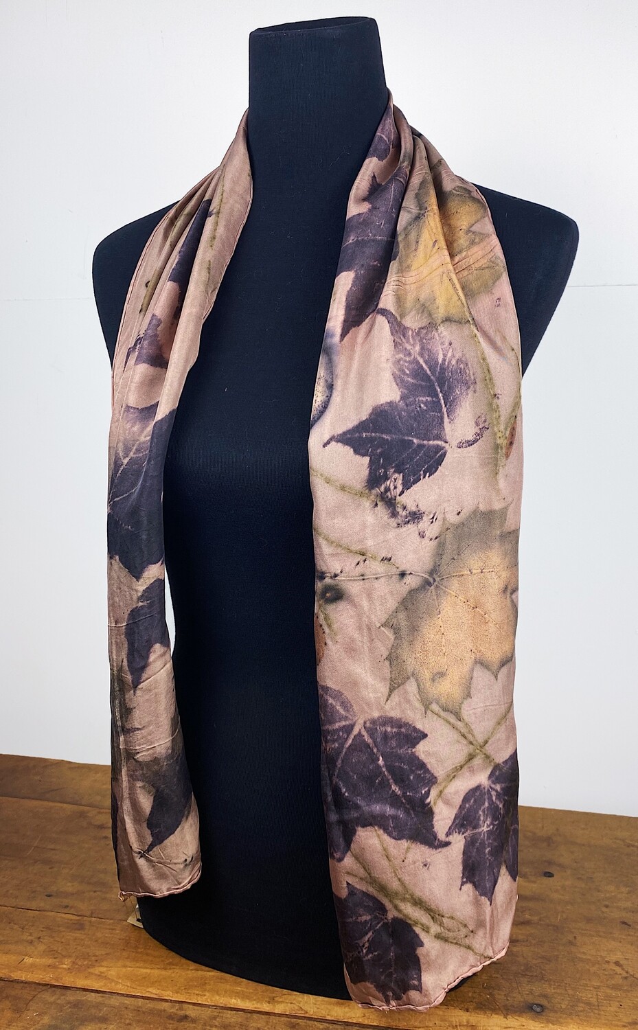 Eco Printed Silk Scarf With Local Leaves