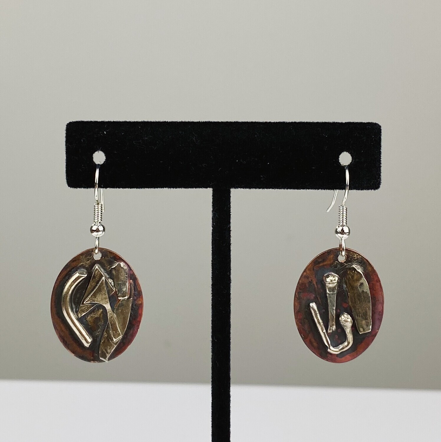 Fused Copper & Sterling Silver Earrings