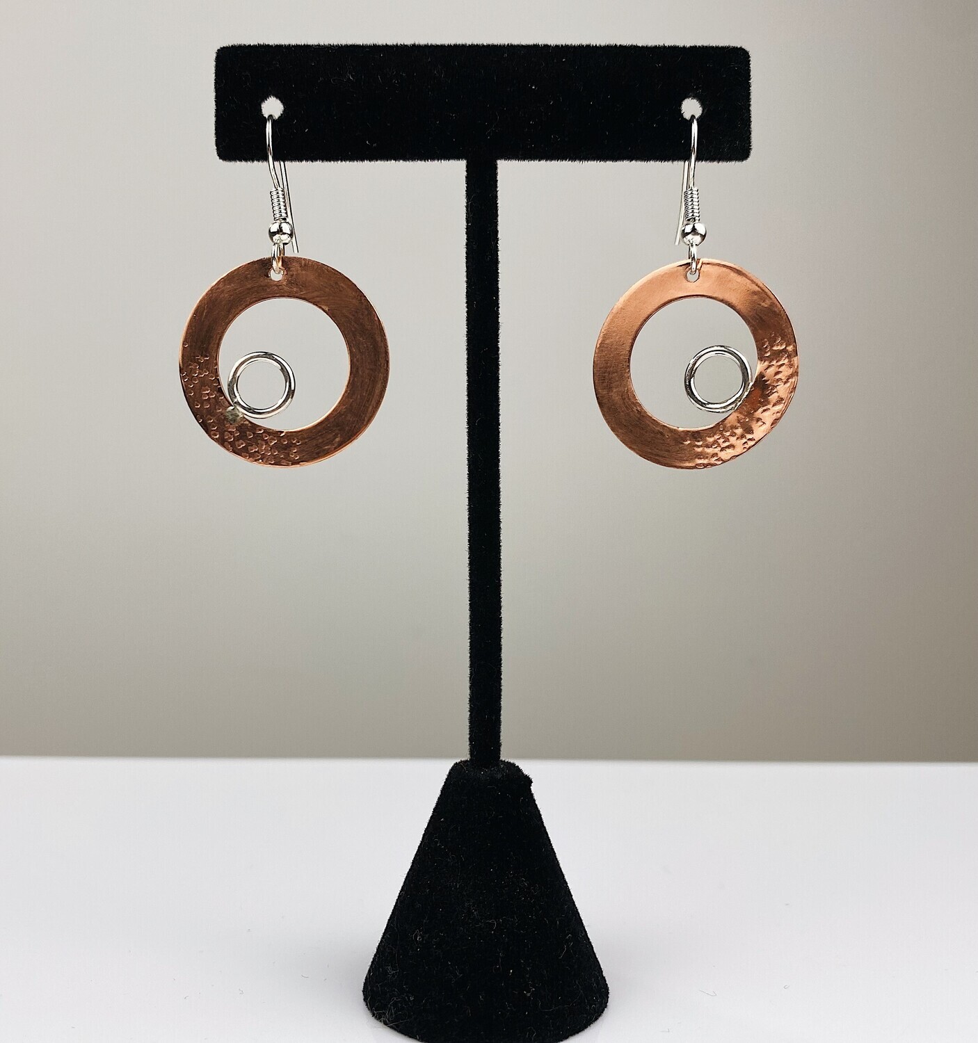 Circular Silver & Copper Earrings