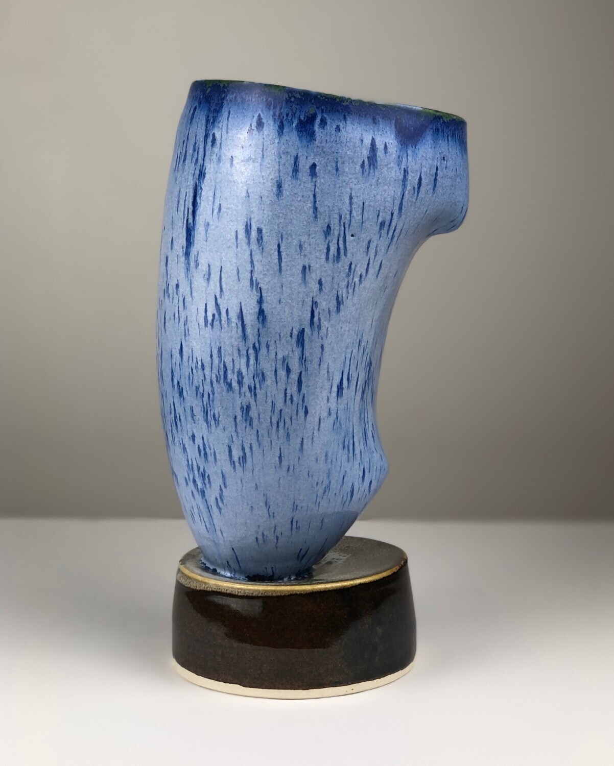 Two Part Blue Pottery Vase