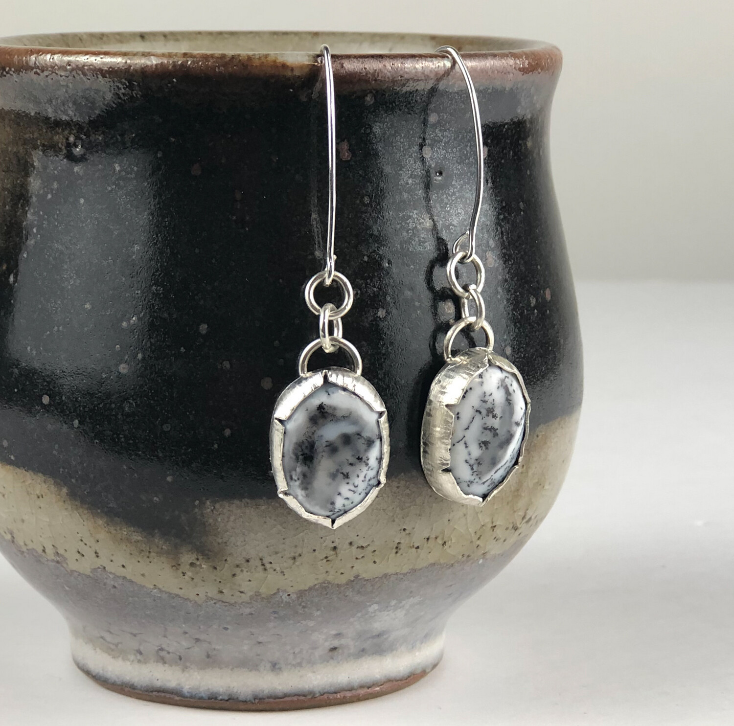 Dendritic Agate Argentium Silver Earrings