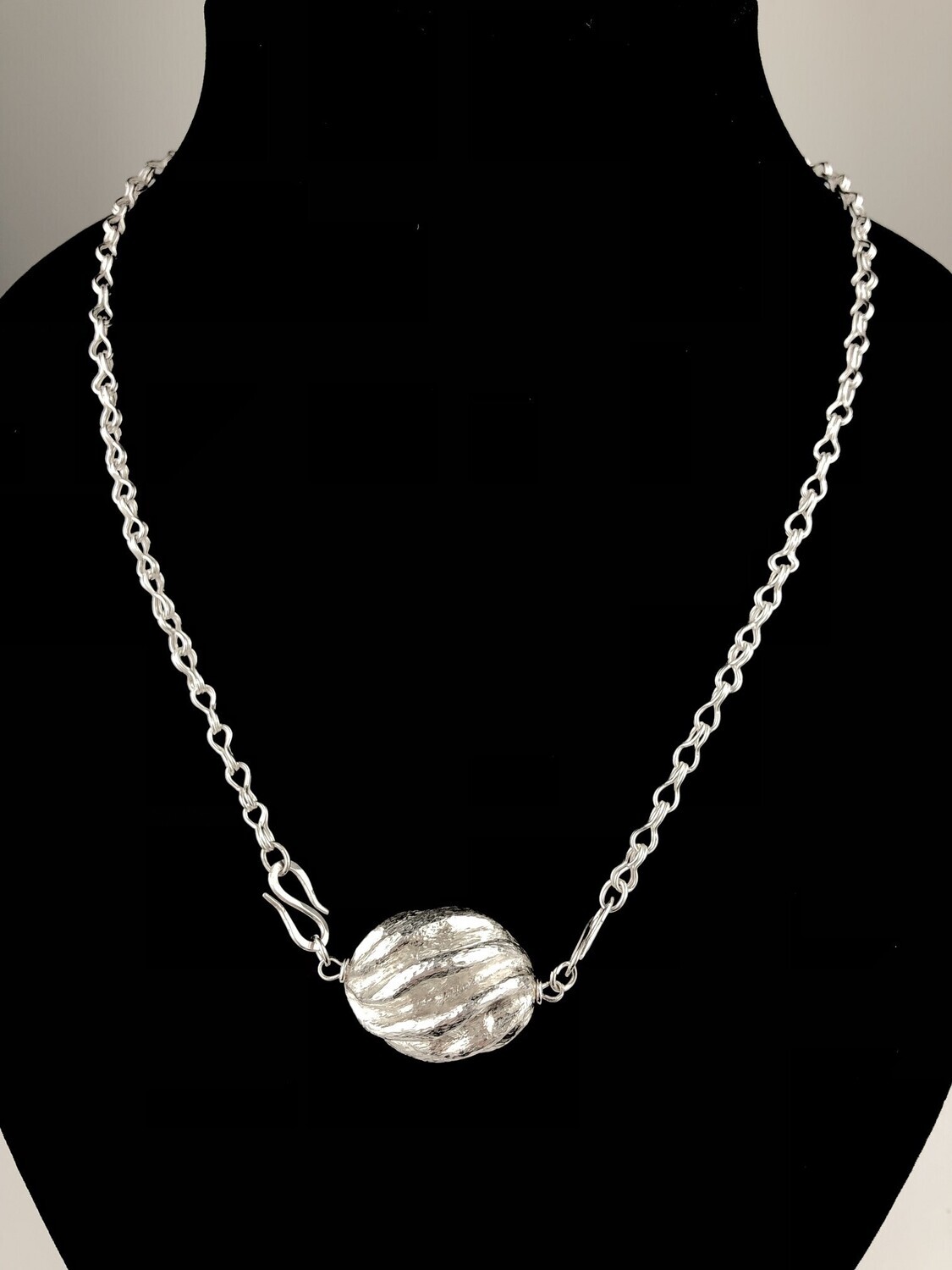 Spiral Ball Pendant with Pinched Loop in Loop Chain 18