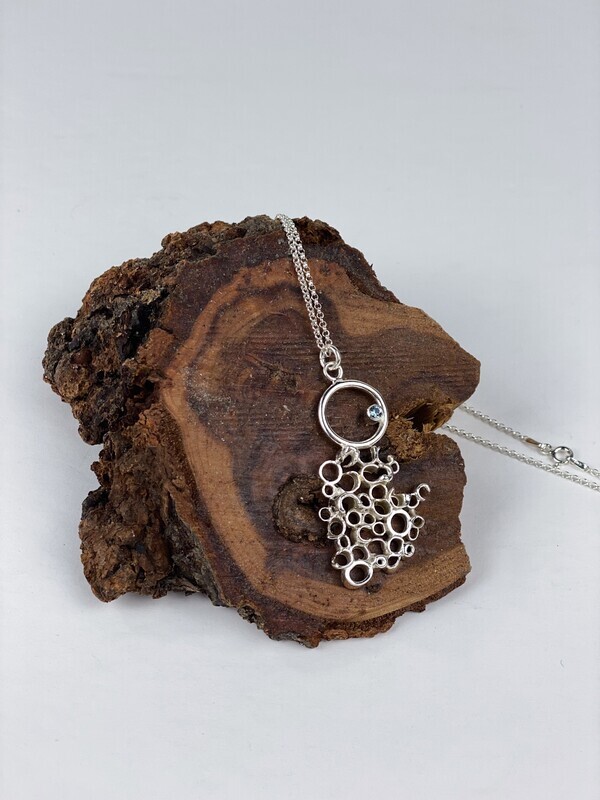 Affinity with Blue Zirconia Pendant on 24" Chain