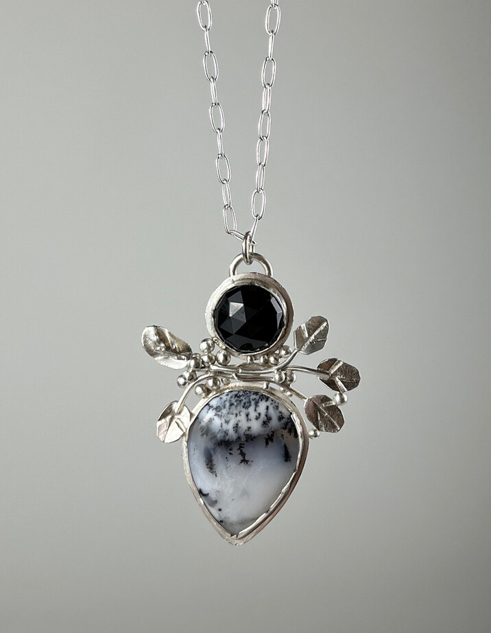 Dendritic Agate & Black Spinel Necklace 18