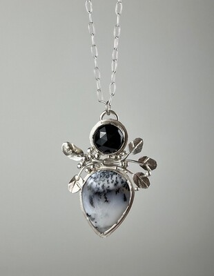 Dendritic Agate & Black Spinel Necklace 18