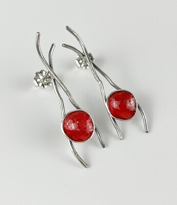 Enamel Long Post Earrings