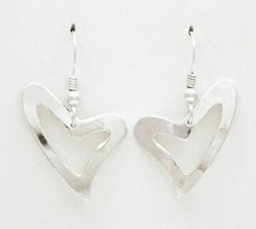 Heart Drop Earrings Sterling Silver