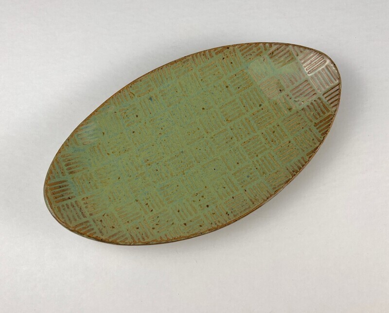 Green Medium Textured Oval Dish, 6"-6.5"
