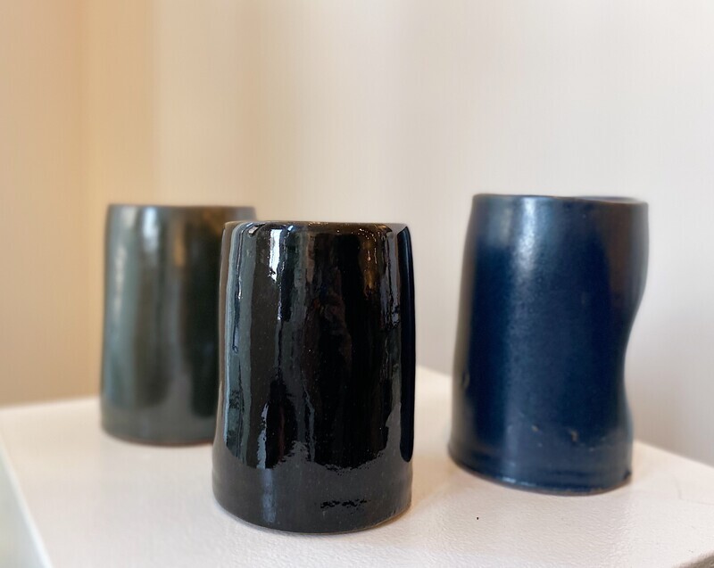 Darren Emenau Saint John New Brunswick Handworks Japonesque Pottery Large Thumbprint Tumblers
