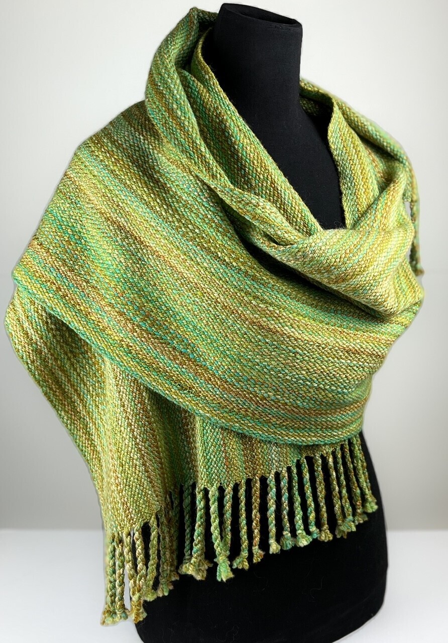 Green Scarf - BFL, Polwarth Wool & Tuscan Silk