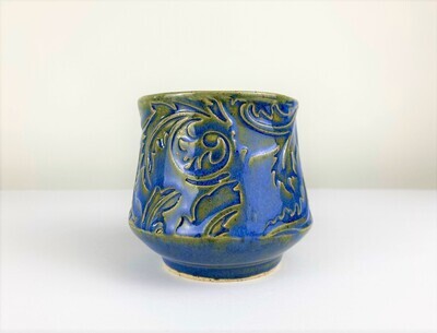 Blue Handbuilt Pottery Tumbler