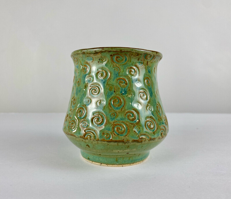 Green Handbuilt Pottery Tumbler