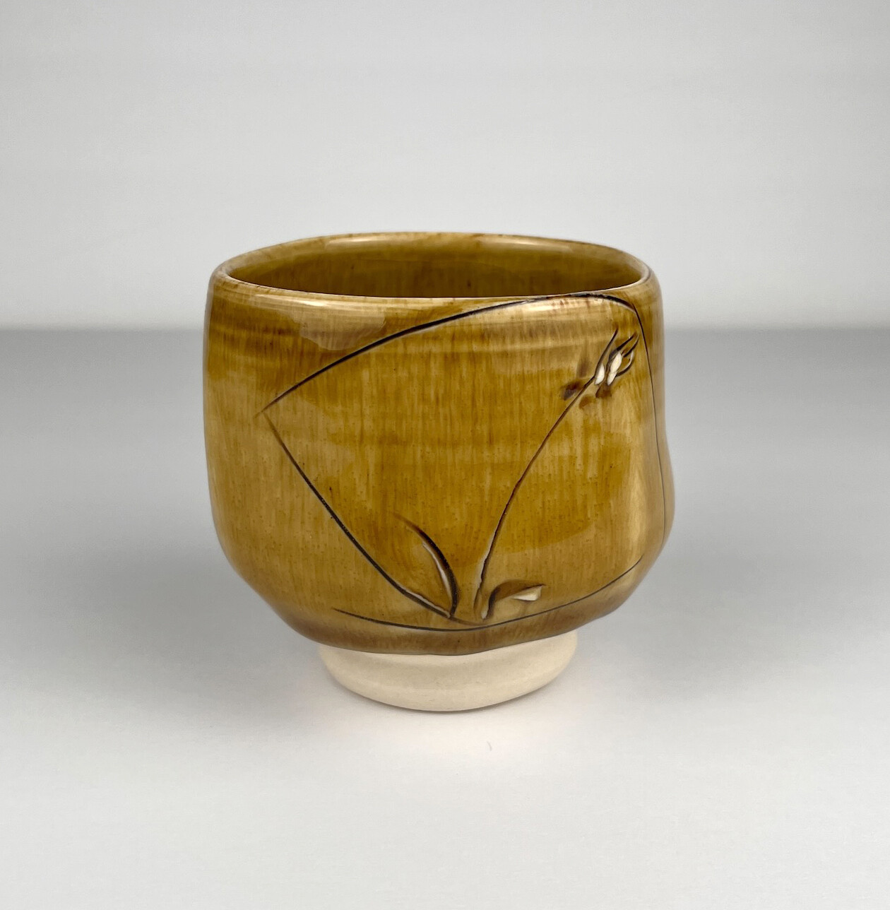 Traditional Pottery Tea Bowls - Honey Glaze