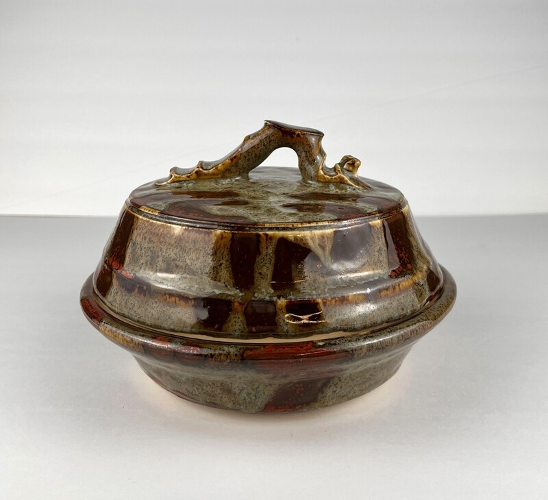 Butter/ Serving Pottery Dish - Partridge Glaze