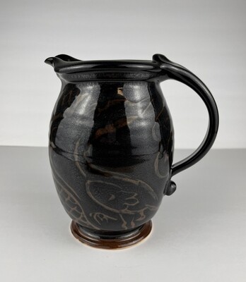 Medium Round Pottery Jug - Julettes Black Glaze